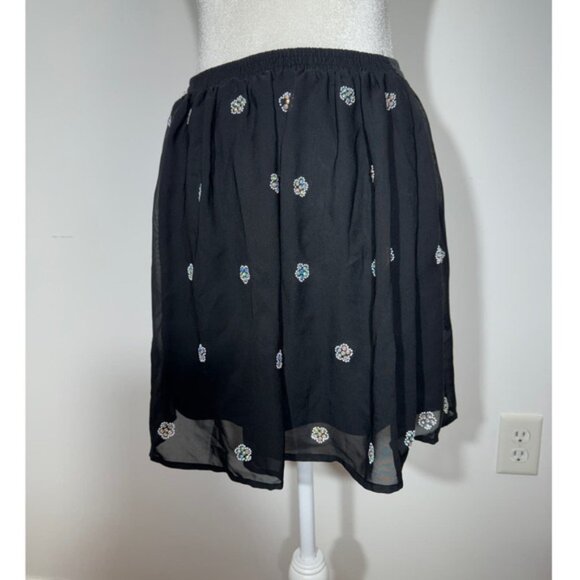 D-Signed Disney Girls Black with Pearl/Sequin Flower Skirt - Size Large - Picture 3 of 6